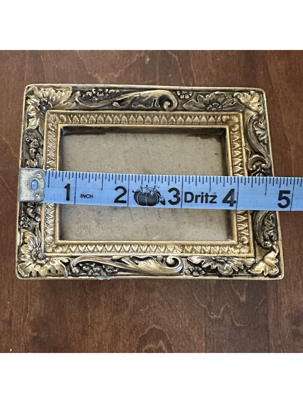 Vintage Ornate Gold Tone Picture Frame 3x5 Floral Scroll Easel Tabletop Frame
